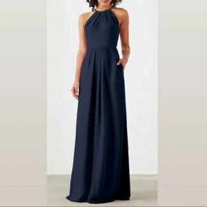 Weddington Way Navy Blue Isabelle High Neck Formal Bridesmaid Dress